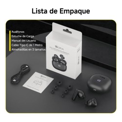 Audífonos Inalámbricos Bluetooth 5.4 1Hora AUT211 Negros con ANC